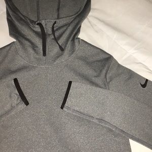 Nike Pro Hyperwarm Dri-Fit Hoodie Small Gray Black